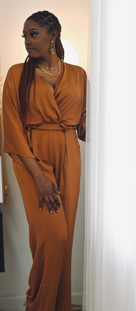 Silk & Sexy Camel Jumpsuit