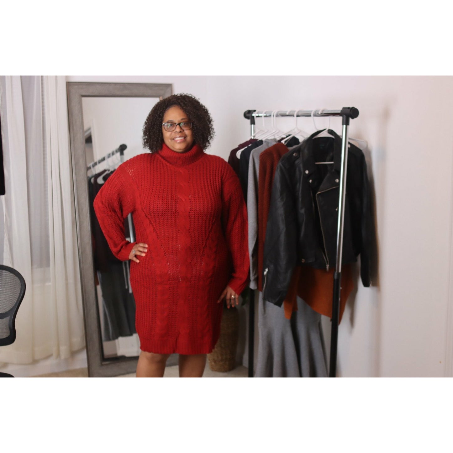 Women's Plus Size Sweater Dress Red