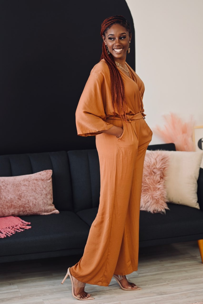 Silk & Sexy Camel Jumpsuit