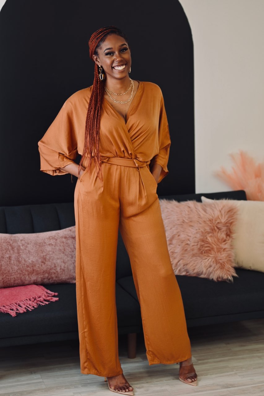 Silk & Sexy Camel Jumpsuit