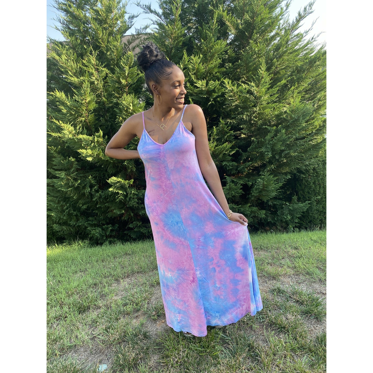 Tie Dye Maxi Dress - Blue Blush - Dress