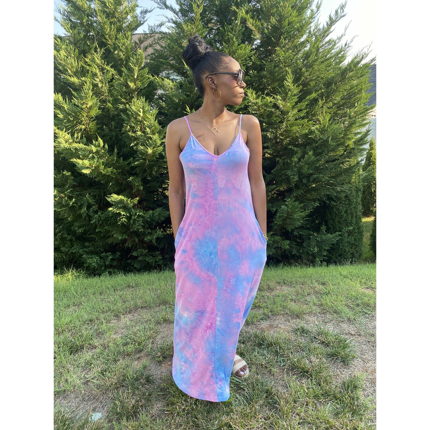 Tie Dye Maxi Dress - Blue Blush - Dress