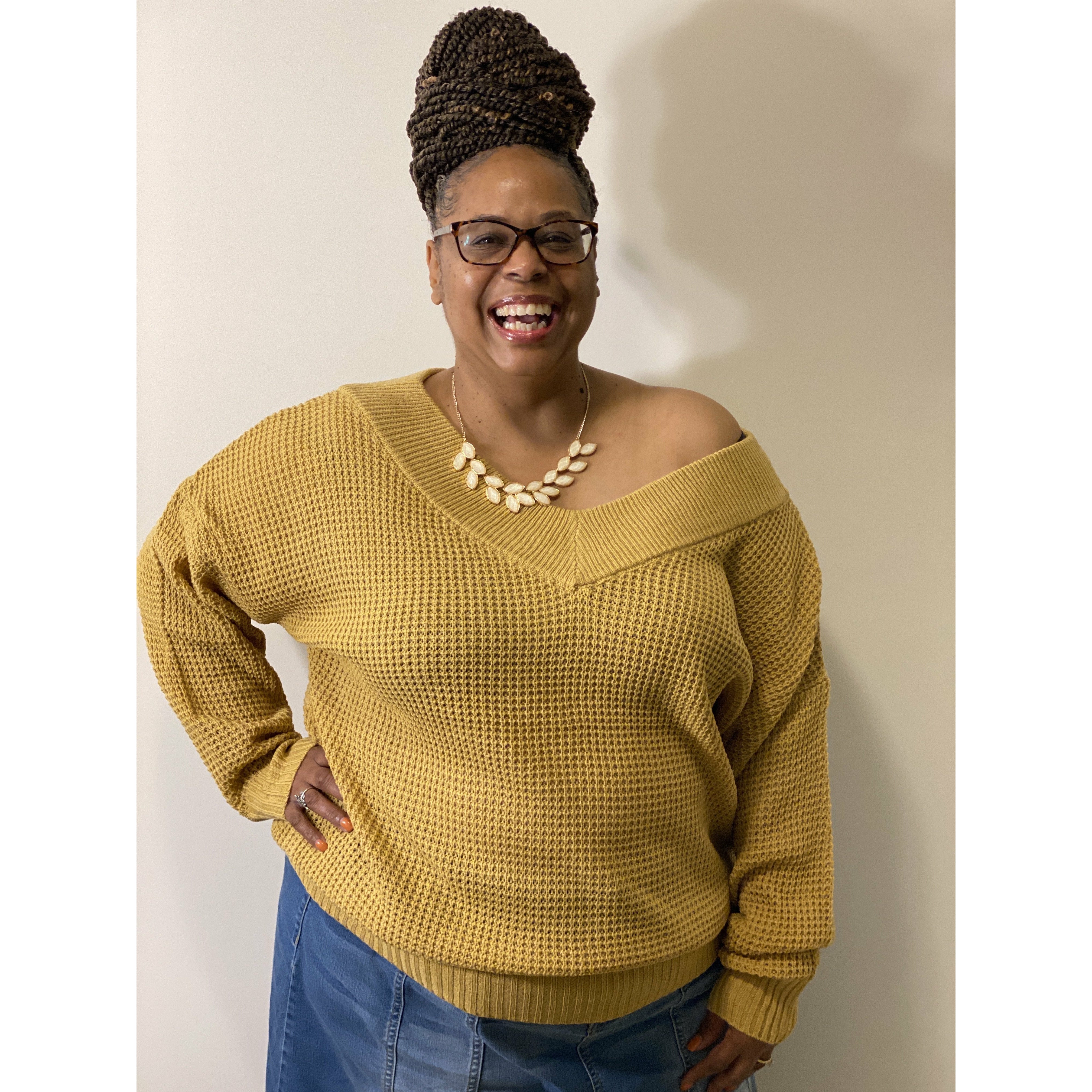 Mustard yellow sweater plus cheap size