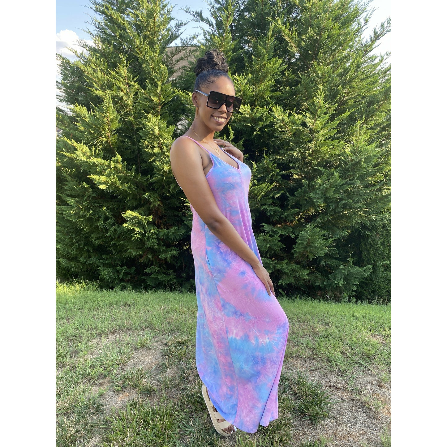 Tie Dye Maxi Dress - Blue Blush - Dress