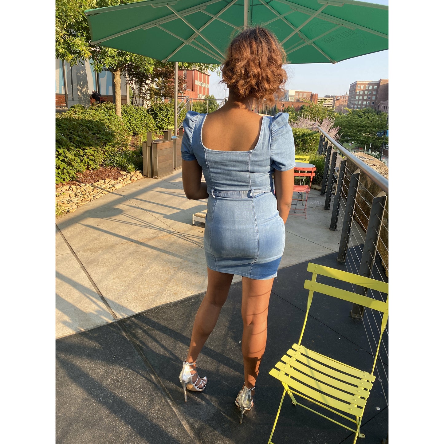 Fancy Girl Puff Sleeve Denim Dress